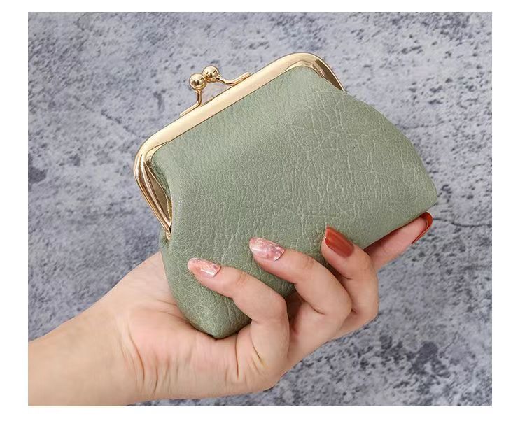 RU Retro Ladies Clutch Purse Creative Storage Bag Vintage Metal Clip Coin Wallet Women Small PU Leather Mini Coin