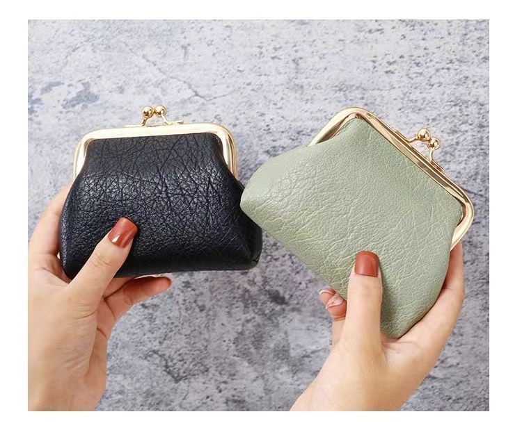 RU Retro Ladies Clutch Purse Creative Storage Bag Vintage Metal Clip Coin Wallet Women Small PU Leather Mini Coin