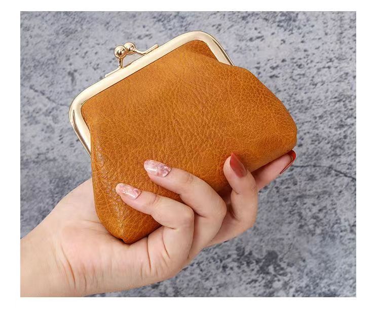 RU Retro Ladies Clutch Purse Creative Storage Bag Vintage Metal Clip Coin Wallet Women Small PU Leather Mini Coin