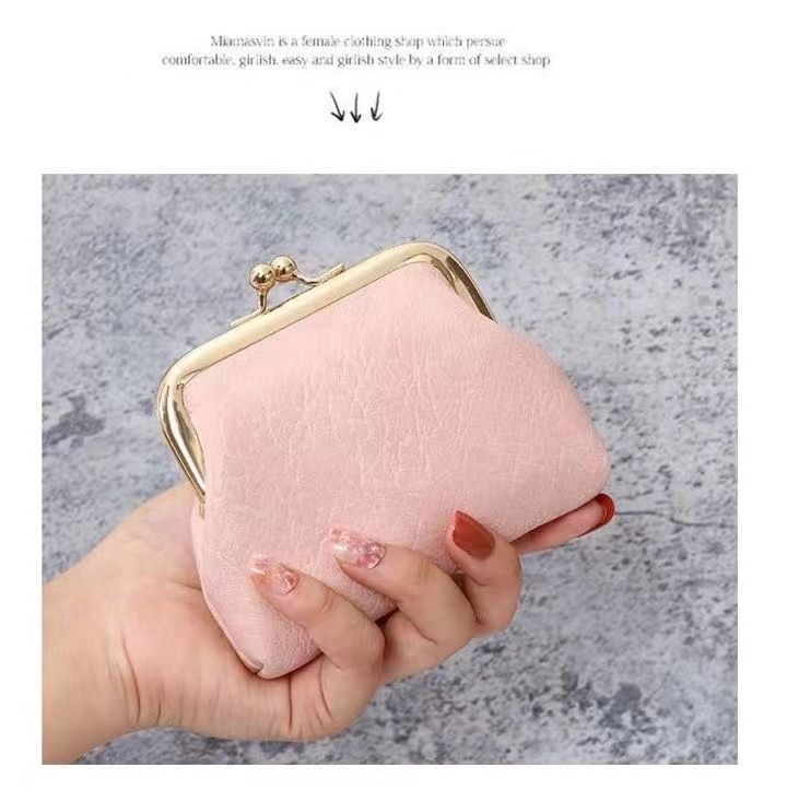 RU Retro Ladies Clutch Purse Creative Storage Bag Vintage Metal Clip Coin Wallet Women Small PU Leather Mini Coin