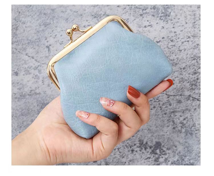 RU Retro Ladies Clutch Purse Creative Storage Bag Vintage Metal Clip Coin Wallet Women Small PU Leather Mini Coin