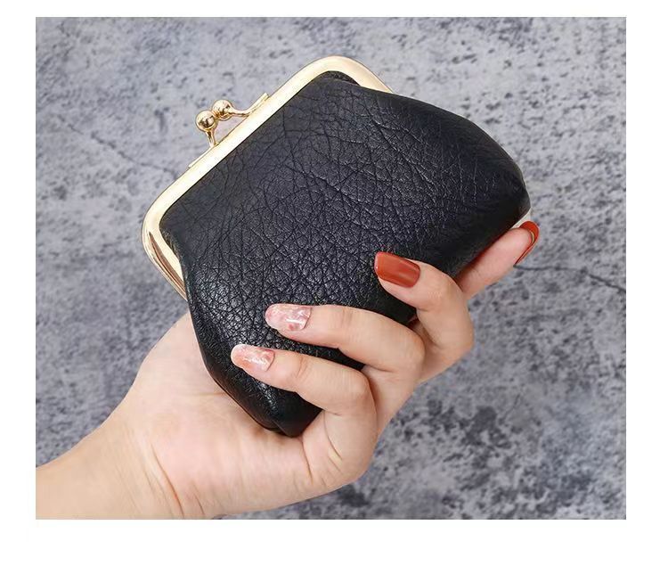 RU Retro Ladies Clutch Purse Creative Storage Bag Vintage Metal Clip Coin Wallet Women Small PU Leather Mini Coin