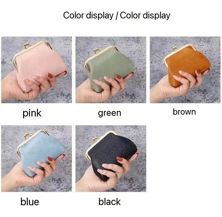 RU Retro Ladies Clutch Purse Creative Storage Bag Vintage Metal Clip Coin Wallet Women Small PU Leather Mini Coin