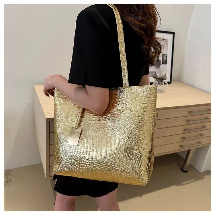 Fashion Casual Women Shoulder Bags Crocodile Print Large Capacity Handbag PU Leather Tote Bag for Ladies