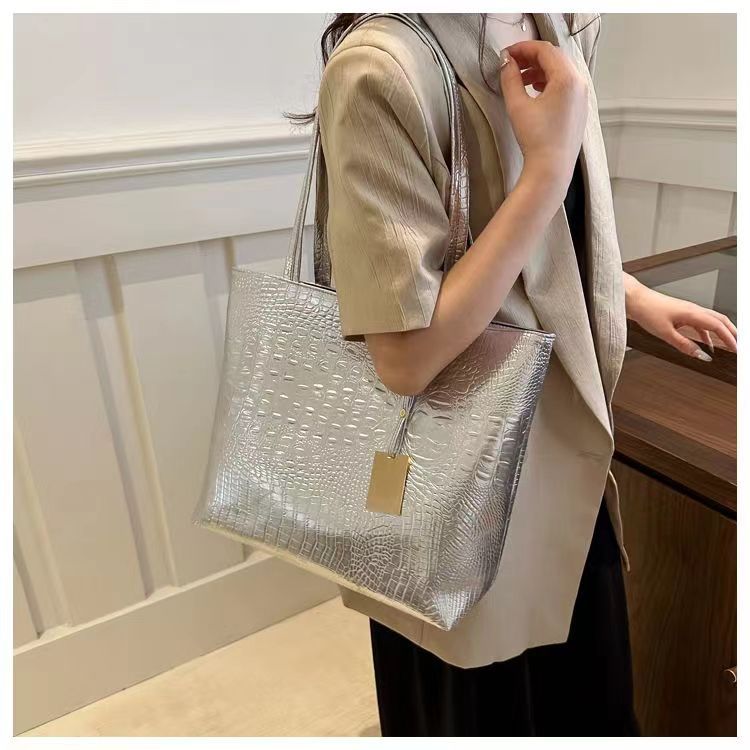Fashion Casual Women Shoulder Bags Crocodile Print Large Capacity Handbag PU Leather Tote Bag for Ladies