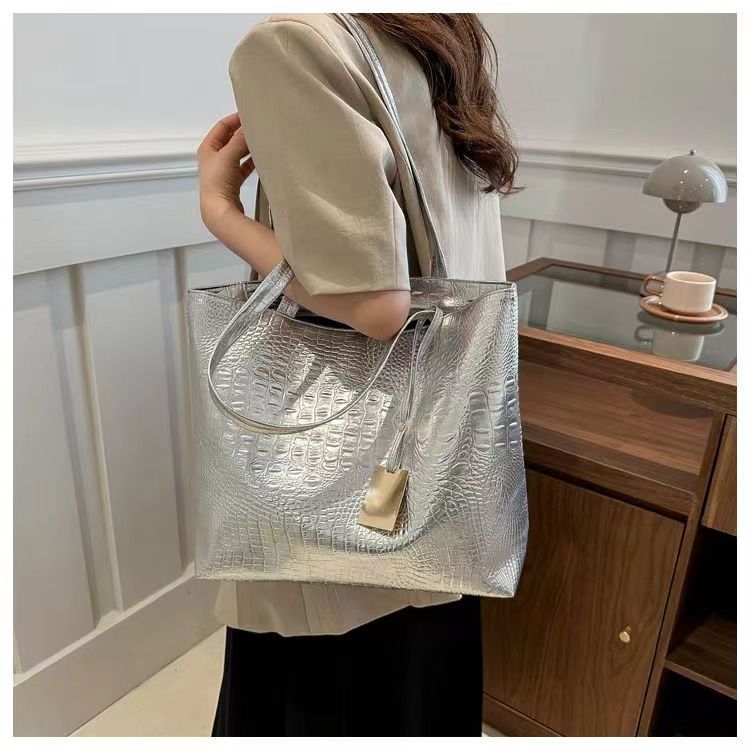 Fashion Casual Women Shoulder Bags Crocodile Print Large Capacity Handbag PU Leather Tote Bag for Ladies