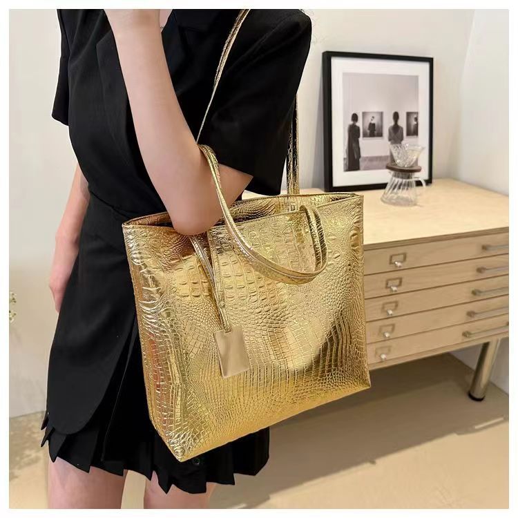 Fashion Casual Women Shoulder Bags Crocodile Print Large Capacity Handbag PU Leather Tote Bag for Ladies