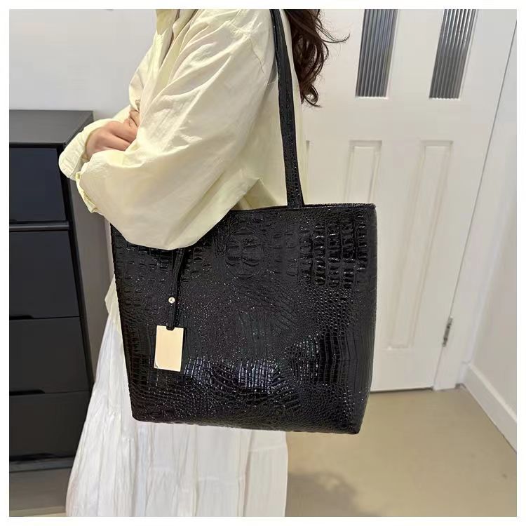 Fashion Casual Women Shoulder Bags Crocodile Print Large Capacity Handbag PU Leather Tote Bag for Ladies