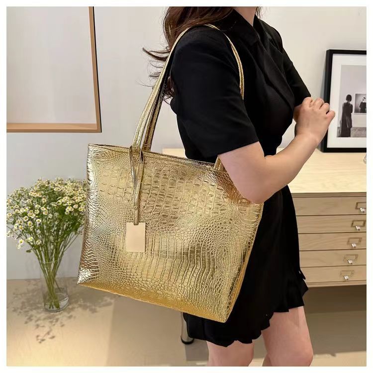 Fashion Casual Women Shoulder Bags Crocodile Print Large Capacity Handbag PU Leather Tote Bag for Ladies