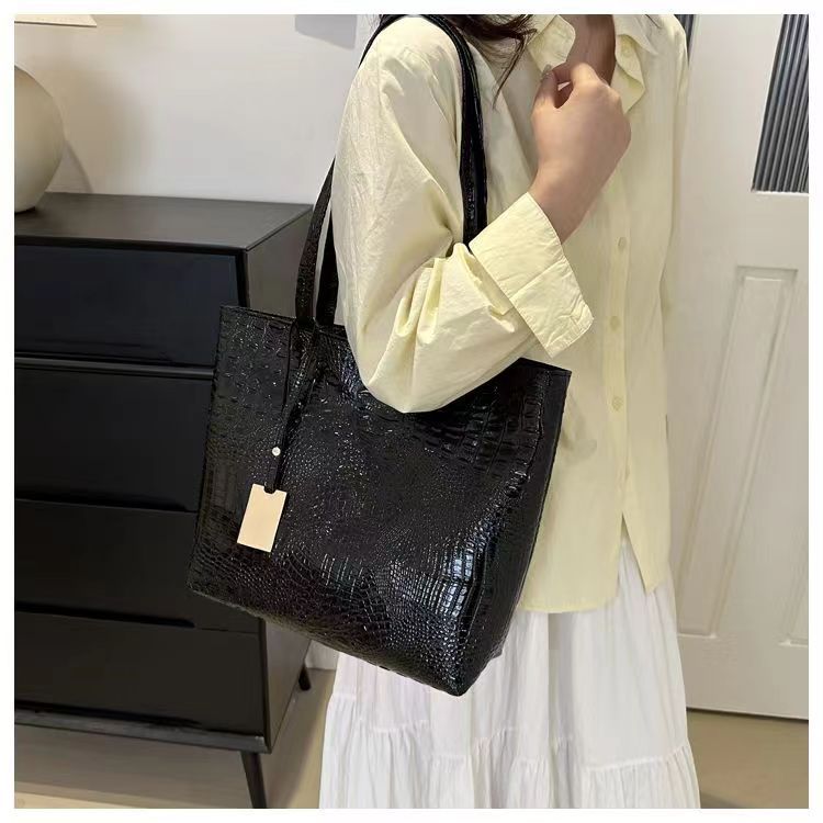 Fashion Casual Women Shoulder Bags Crocodile Print Large Capacity Handbag PU Leather Tote Bag for Ladies