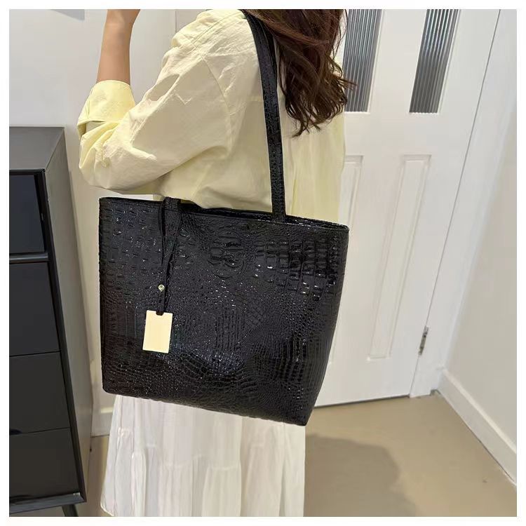 Fashion Casual Women Shoulder Bags Crocodile Print Large Capacity Handbag PU Leather Tote Bag for Ladies