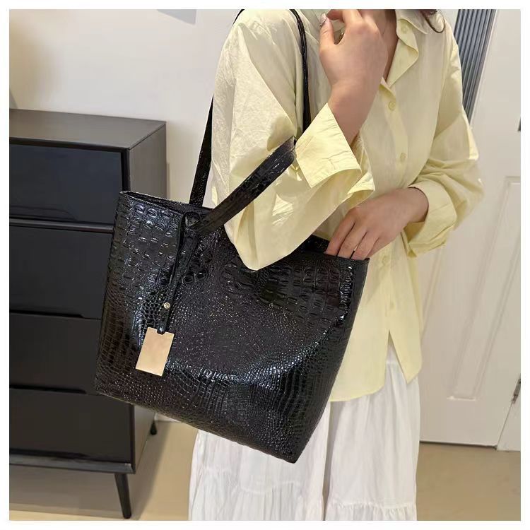 Fashion Casual Women Shoulder Bags Crocodile Print Large Capacity Handbag PU Leather Tote Bag for Ladies