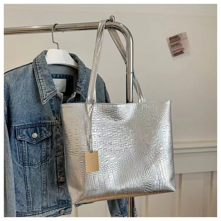 Fashion Casual Women Shoulder Bags Crocodile Print Large Capacity Handbag PU Leather Tote Bag for Ladies