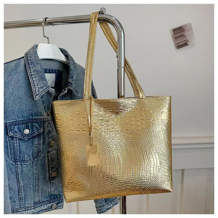 Fashion Casual Women Shoulder Bags Crocodile Print Large Capacity Handbag PU Leather Tote Bag for Ladies