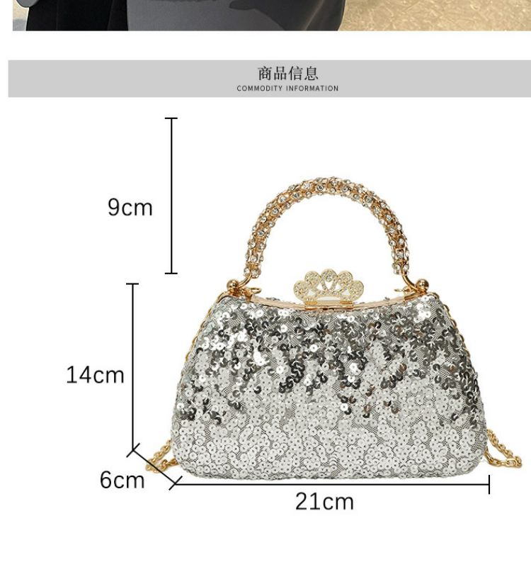 Fashion 2024 Trendy Beaded Sequin Evening Purse Glitter Crossbody Chain Shoulder Evening Purses Top Clutch Handbag for Women
