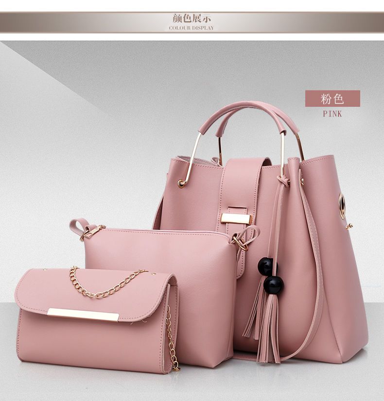 Pu Leather Classic Ladies Shoulder Tote Bag Good Price Women Purses handbags Set