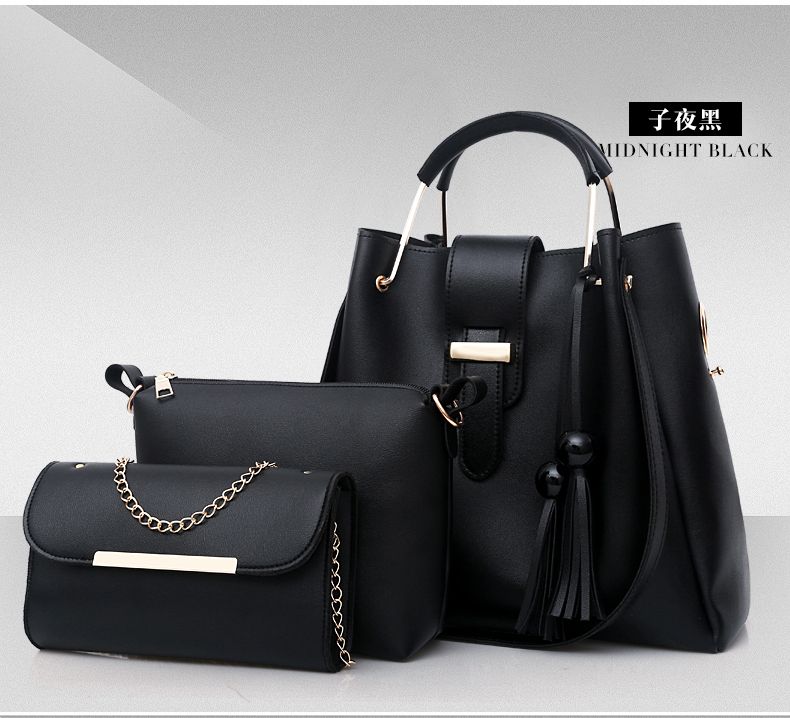Pu Leather Classic Ladies Shoulder Tote Bag Good Price Women Purses handbags Set