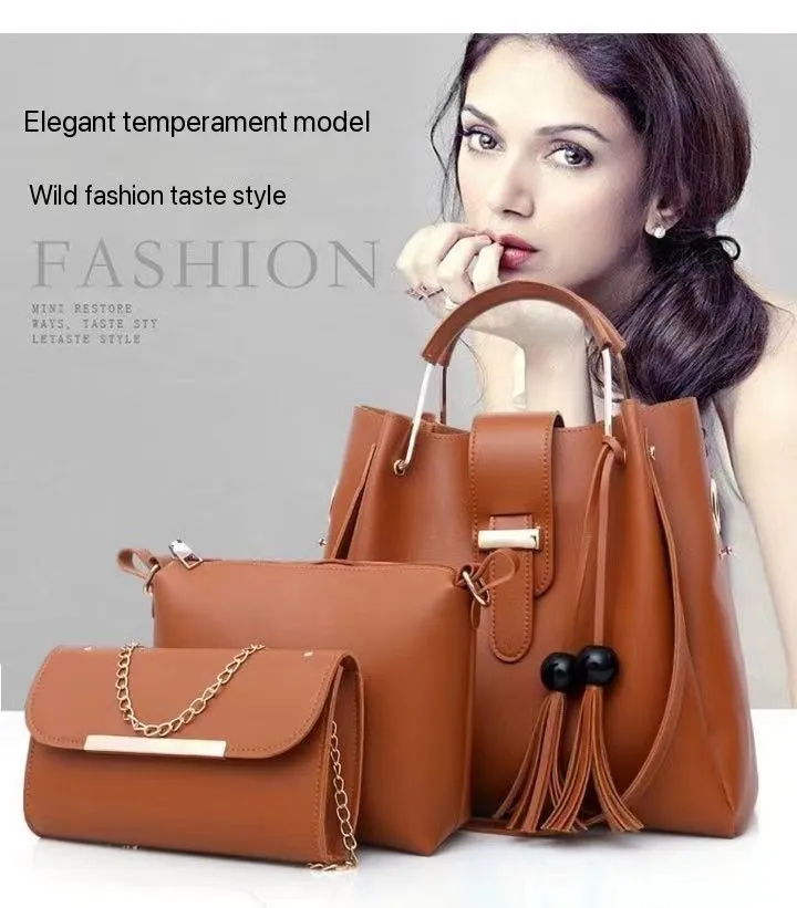 Pu Leather Classic Ladies Shoulder Tote Bag Good Price Women Purses handbags Set