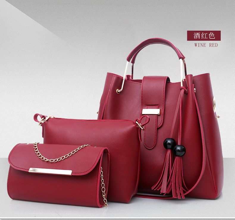 Pu Leather Classic Ladies Shoulder Tote Bag Good Price Women Purses handbags Set