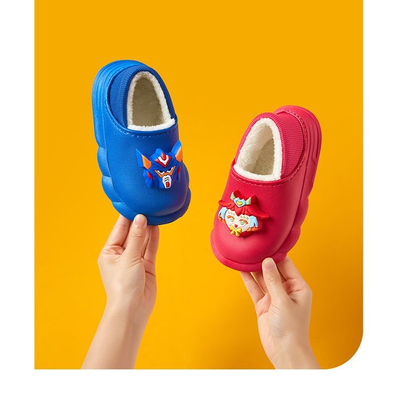 Kids plush shoes for  thick soles plus fluffy lazy slippers high quality Kitty plush warm shoes