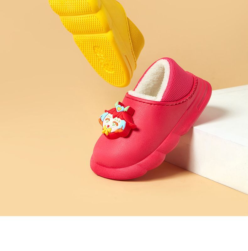 Kids plush shoes for  thick soles plus fluffy lazy slippers high quality Kitty plush warm shoes