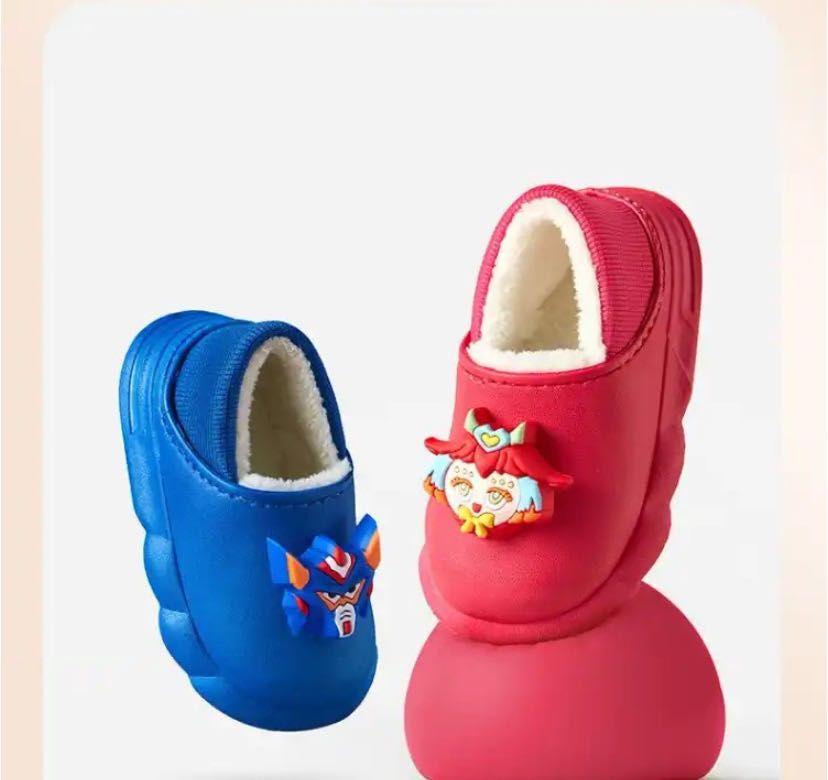 Kids plush shoes for  thick soles plus fluffy lazy slippers high quality Kitty plush warm shoes