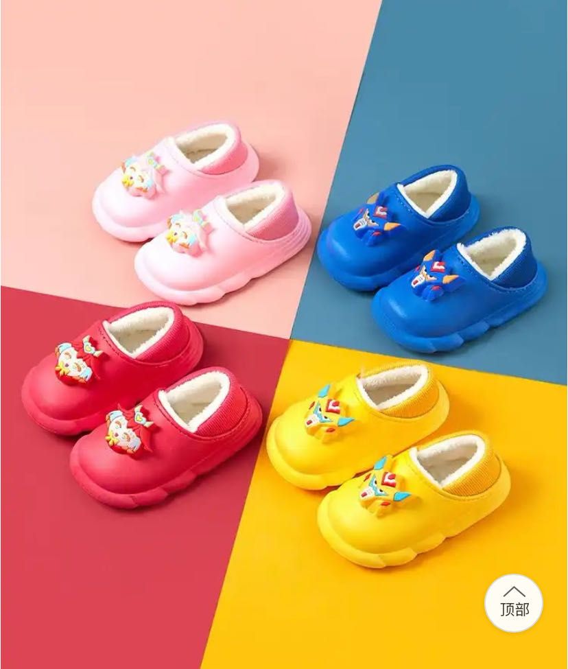 Kids plush shoes for  thick soles plus fluffy lazy slippers high quality Kitty plush warm shoes