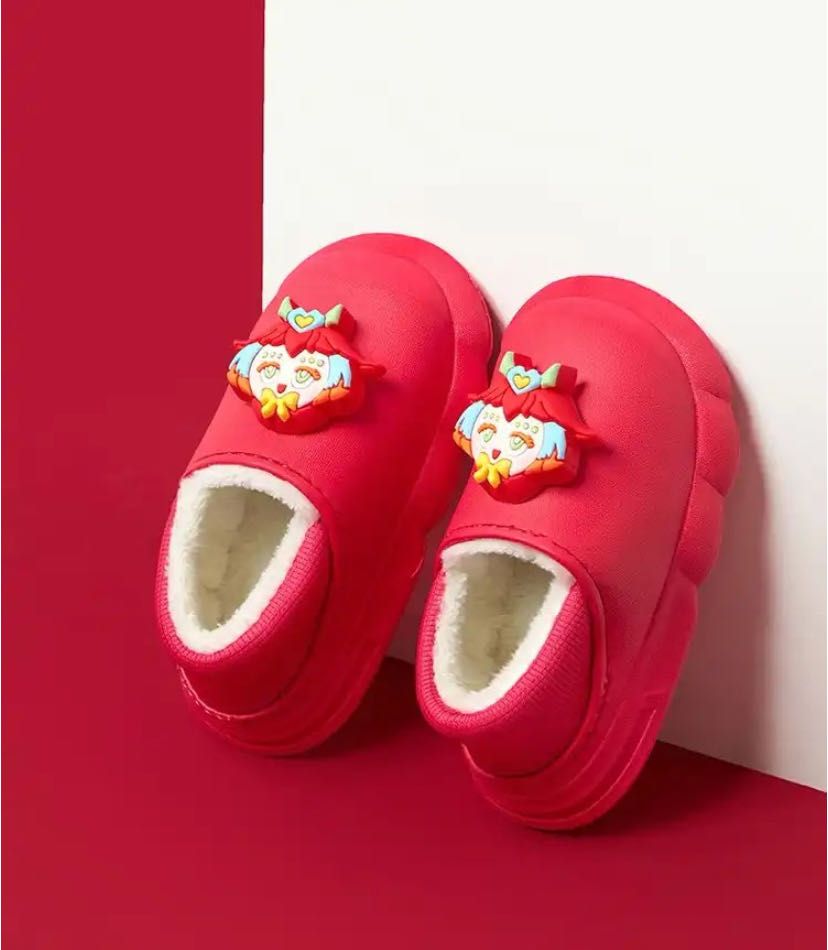 Kids plush shoes for  thick soles plus fluffy lazy slippers high quality Kitty plush warm shoes