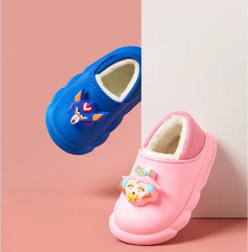 Kids plush shoes for  thick soles plus fluffy lazy slippers high quality Kitty plush warm shoes