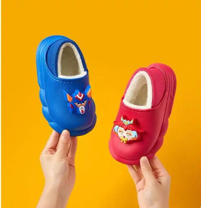 Kids plush shoes for  thick soles plus fluffy lazy slippers high quality Kitty plush warm shoes