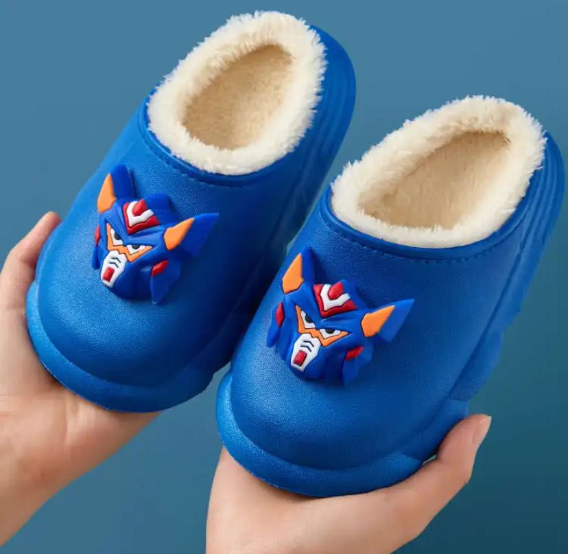 Kids plush shoes for  thick soles plus fluffy lazy slippers high quality Kitty plush warm shoes