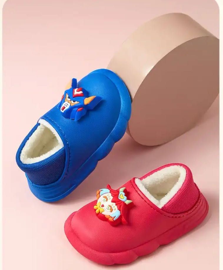 Kids plush shoes for  thick soles plus fluffy lazy slippers high quality Kitty plush warm shoes
