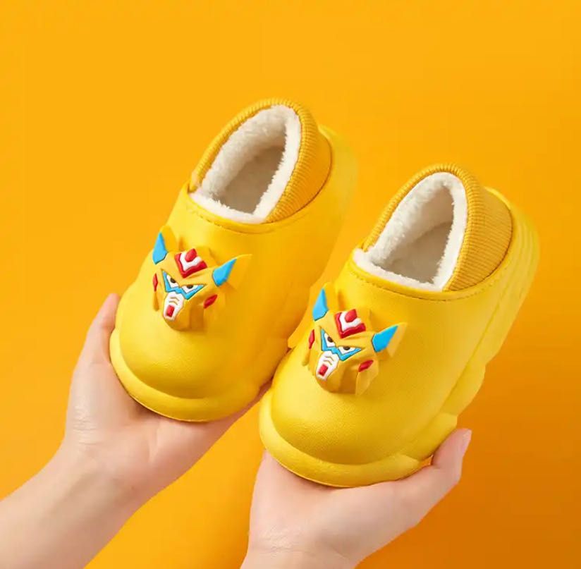 Kids plush shoes for  thick soles plus fluffy lazy slippers high quality Kitty plush warm shoes