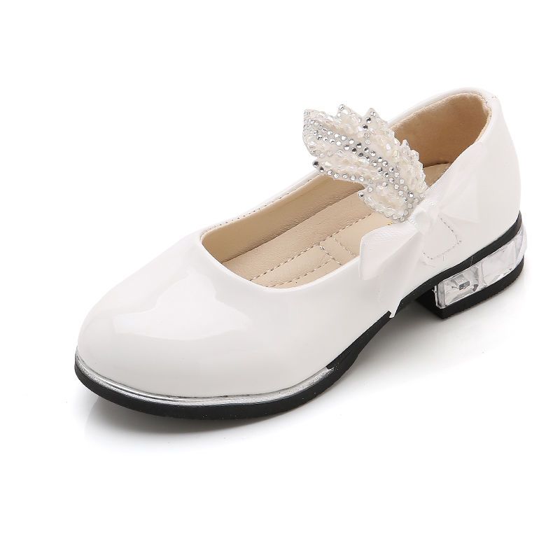 Girls princess shoes 2025 new children black Leather shoes slippers water diamonds studentd performance shoes casual chidren shoes