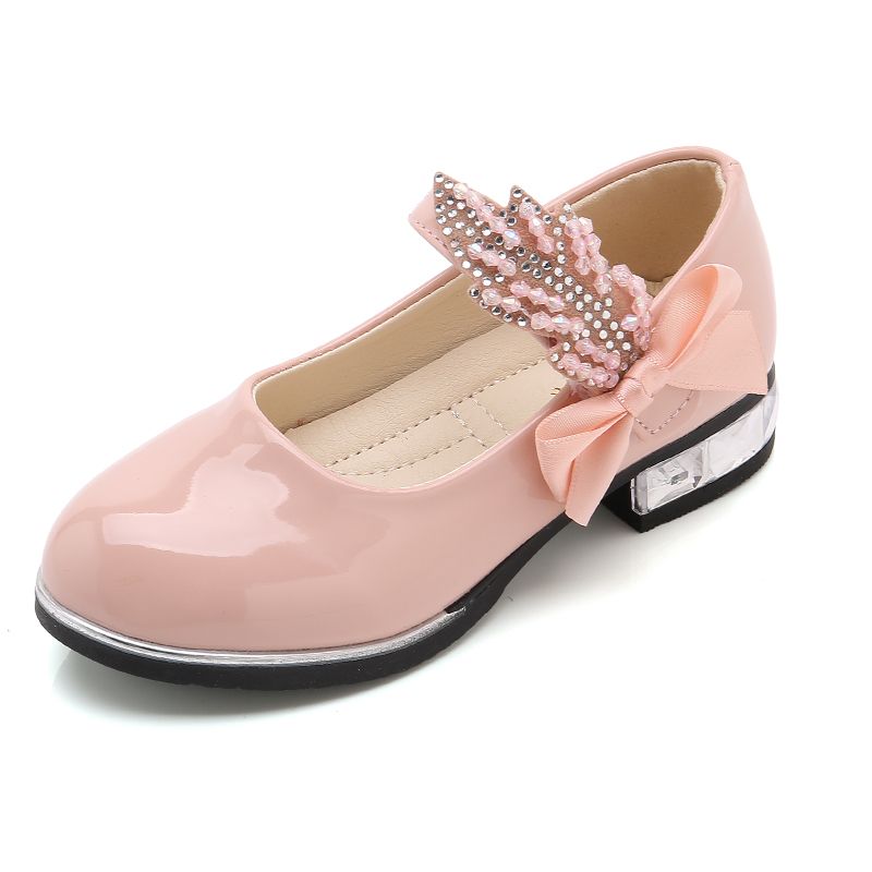 Girls princess shoes 2025 new children black Leather shoes slippers water diamonds studentd performance shoes casual chidren shoes