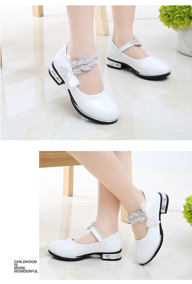 Girls princess shoes 2025 new children black Leather shoes slippers water diamonds studentd performance shoes casual chidren shoes