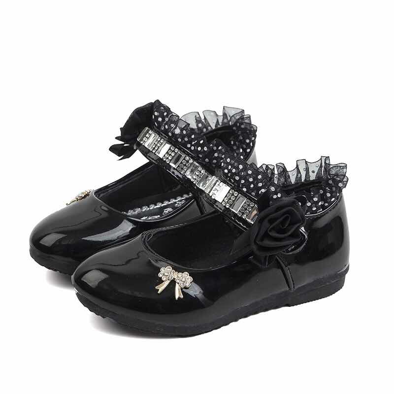 New water diamond princess shoes girls slippers  bowed dance shoes froral little Leather shoes party shoes,wedding shoes