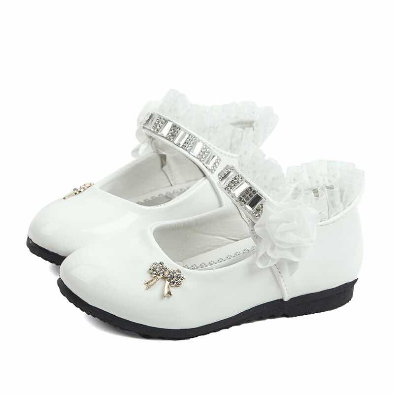 New water diamond princess shoes girls slippers  bowed dance shoes froral little Leather shoes party shoes,wedding shoes