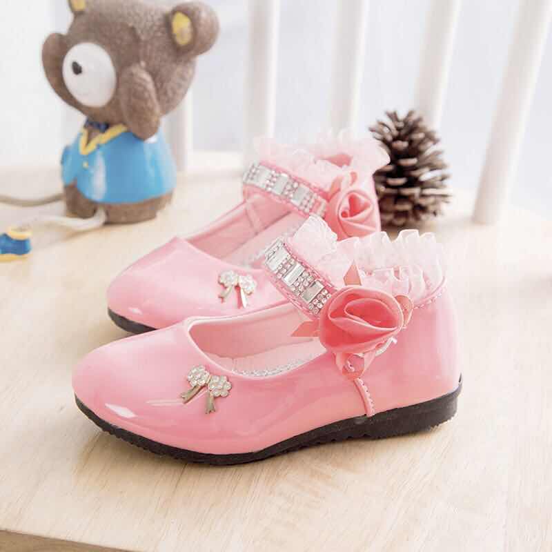 New water diamond princess shoes girls slippers  bowed dance shoes froral little Leather shoes party shoes,wedding shoes