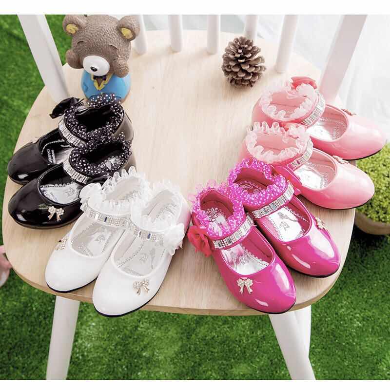 New water diamond princess shoes girls slippers  bowed dance shoes froral little Leather shoes party shoes,wedding shoes