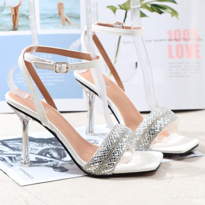 Quick sell  cheap [discount]sexy heeled women sandals open pointed-toe rhinestones lace-up ladies stiletto heels shoes[ Afew pairs left]