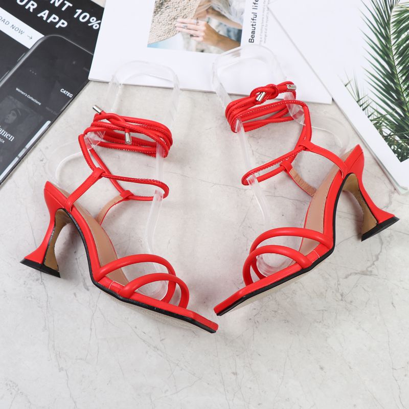Cross boader,Quick sell  cheap [discount]sexy heeled women sandals open pointed-toe rhinestones tie-up ladies stiletto heels shoes