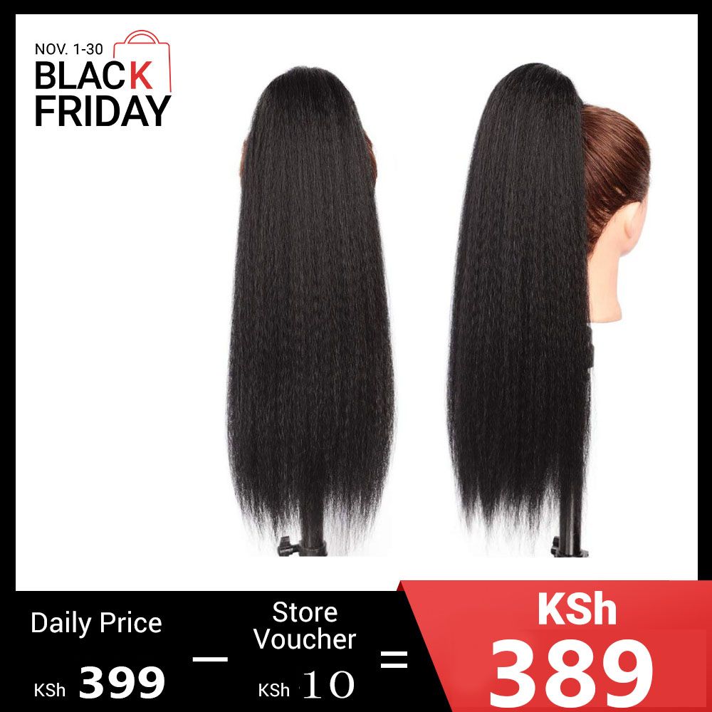 Premium 24inch Yaki Ponytail Hair Extensions Long Wigs Hair Corn Silk Yaki Wigs for Black Women Synthetic Hair Soft Corn Curly Wig Fluffy Girls First Hair Ponytail Extension Black Girl