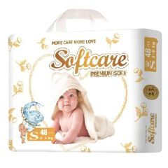 [Free Wet Wipes] Softcare Premium Soft Baby Diaper Skin-friendly Taped Disposable Diapers All Sizes Available: Small (S), Medium (M), Large (L) For Babies 3–25KG 40/42/48Pcs Per Pack