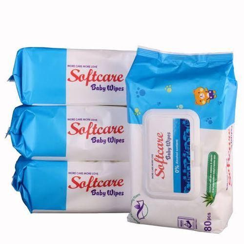 Softcare Baby Wet Wipes 80PCS Value Pack Alcohol Free Hypoallergenic Aloe Vera Vitamin E for Newborn Sensitive Skin Hand Face Daily Cleaning