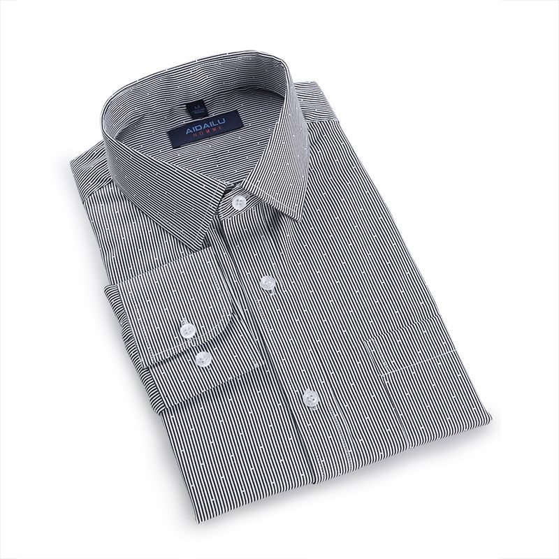 Aidailu Men's Official Shirt Professional Wear Casual Business Work Cotton Polka Long-sleeve Striped Pattern Non-Iron Dress Shirt With Front Pocketclothe