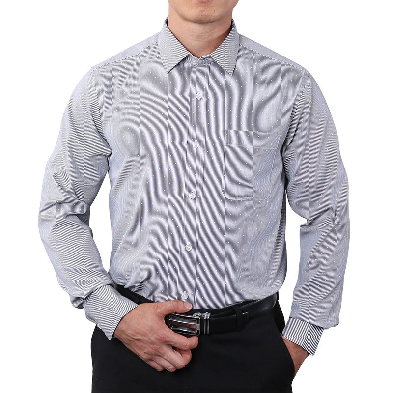 Aidailu Men's Official Shirt Professional Wear Casual Business Work Cotton Polka Long-sleeve Striped Pattern Non-Iron Dress Shirt With Front Pocketclothe