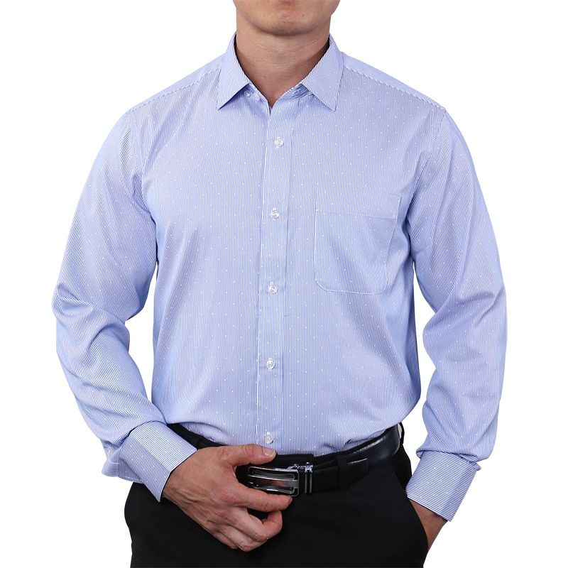 Aidailu Men's Official Shirt Professional Wear Casual Business Work Cotton Polka Long-sleeve Striped Pattern Non-Iron Dress Shirt With Front Pocketclothe