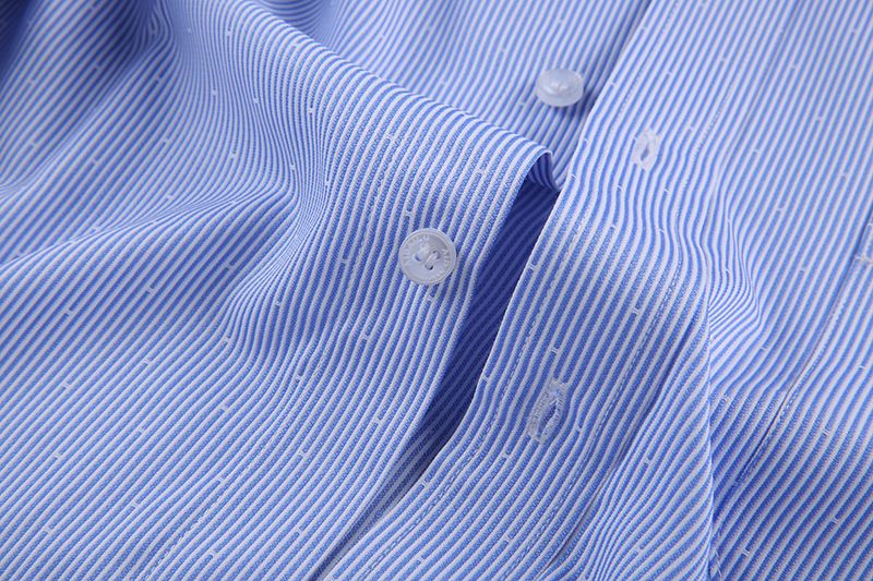 Aidailu Men's Official Shirt Professional Wear Casual Business Work Cotton Polka Long-sleeve Striped Pattern Non-Iron Dress Shirt With Front Pocketclothe