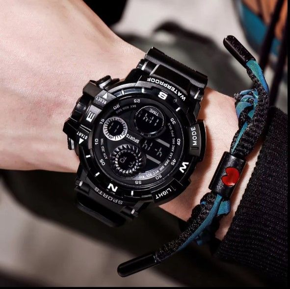 LED Night Light Watch Outdoor Waterproof Male Sports Electronic Watch Hot- Sale Designs Wrist Watch  For Boys Water Resistance Fashion For Casual Sports And Activities.